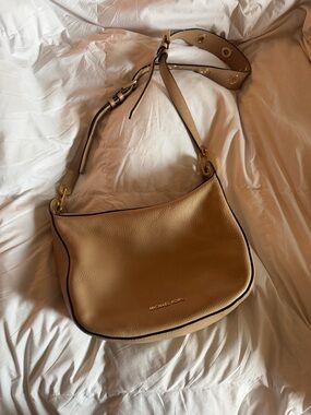 Michael Kors Pebbled Camel Shoulder Bag with Gold Hardware